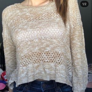 brown knit cropped shirt